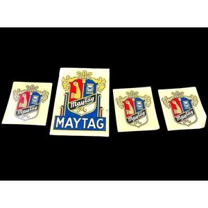 Lot Of 4 Vintage Maytag Crest Machine Stickers Decals Original OEM 1930's/1940's